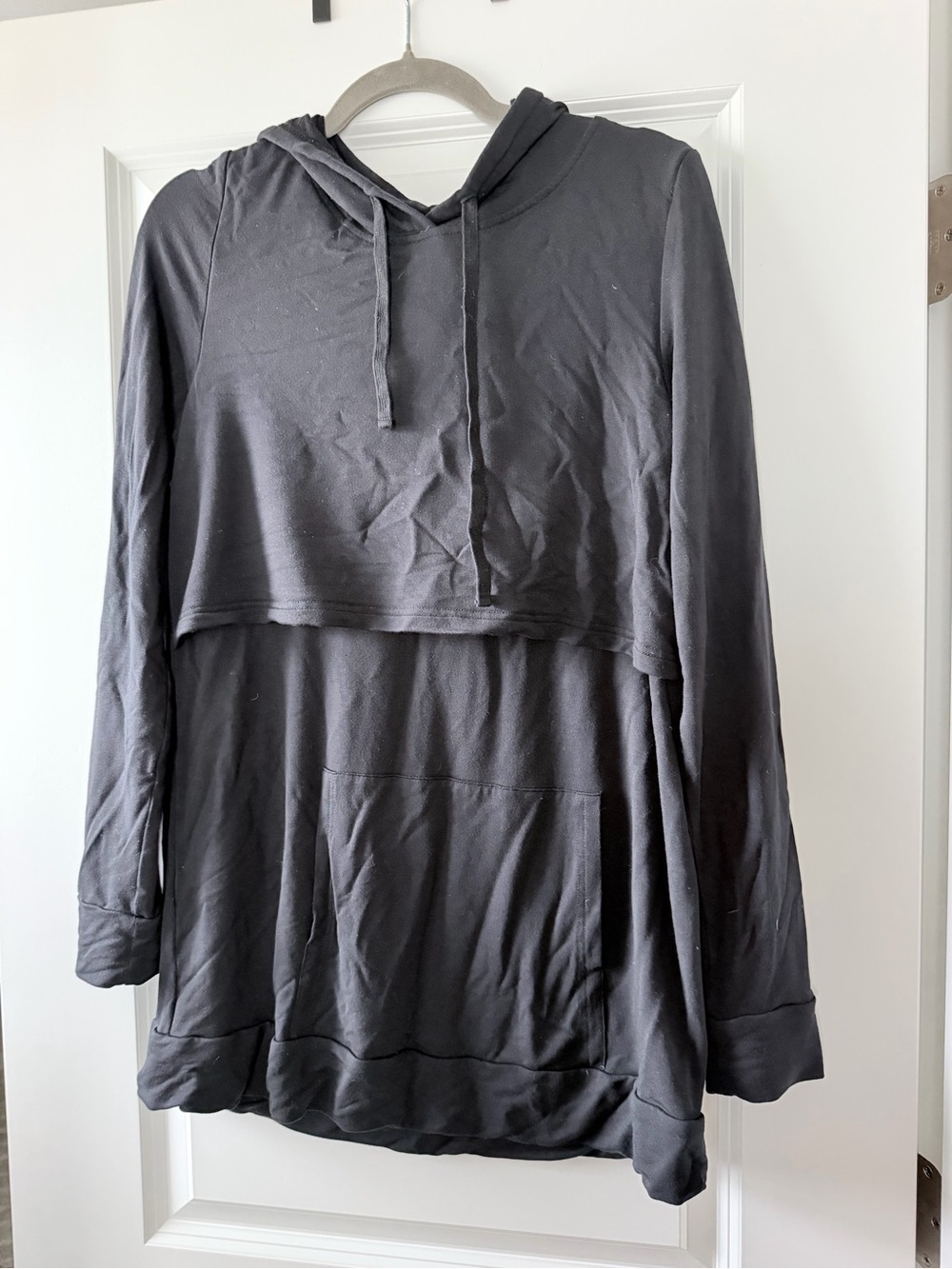 Latched Mama Black Overlay Pullover Nursing Hoodie